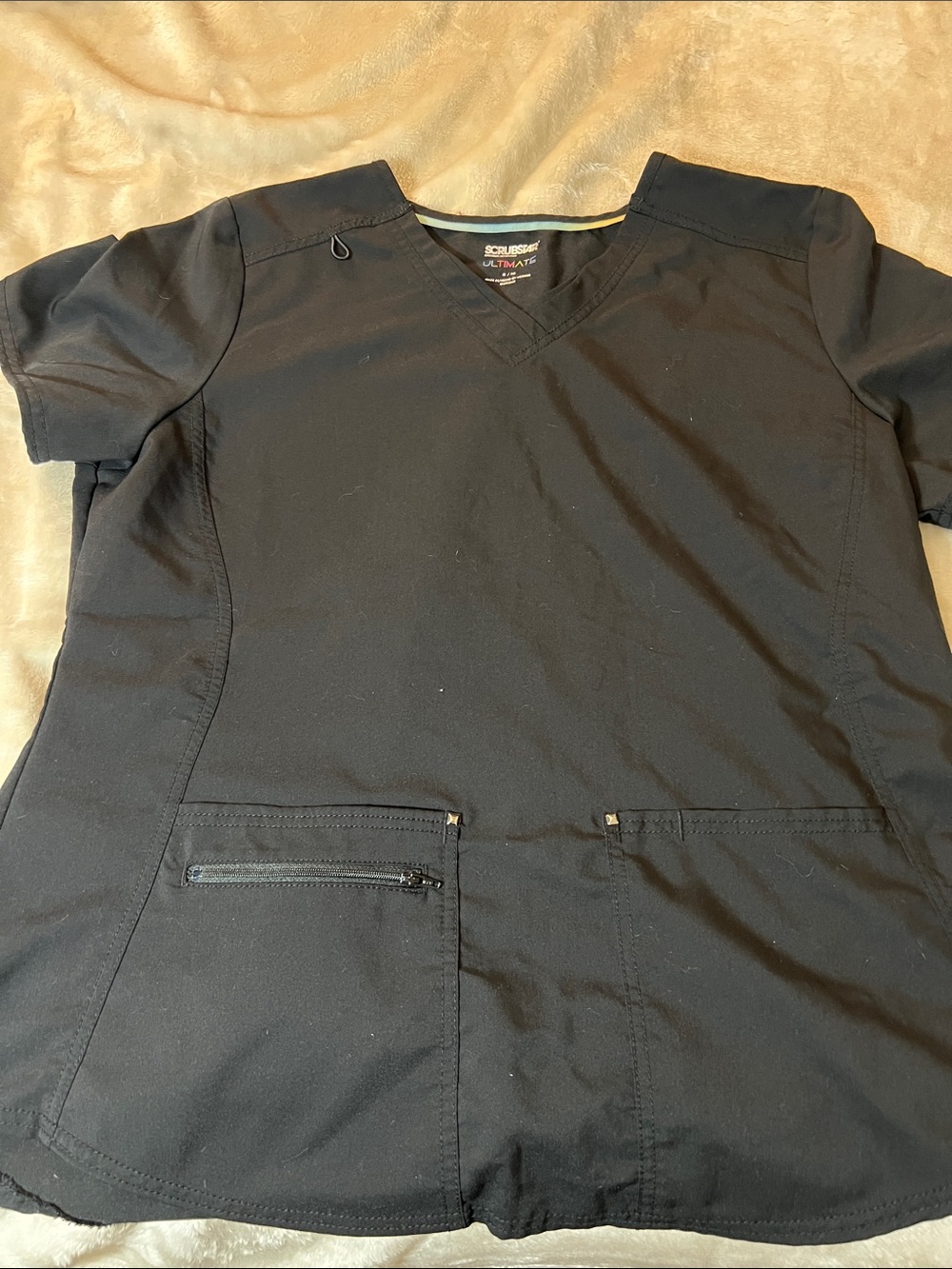 Scrubstar Black V-Neck Utility Scrub Top